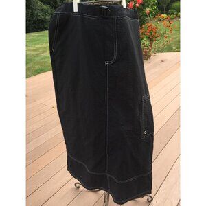 Vtg High Step Maxi Black Skirt With White Accents Three Pockets Plastic Buckle